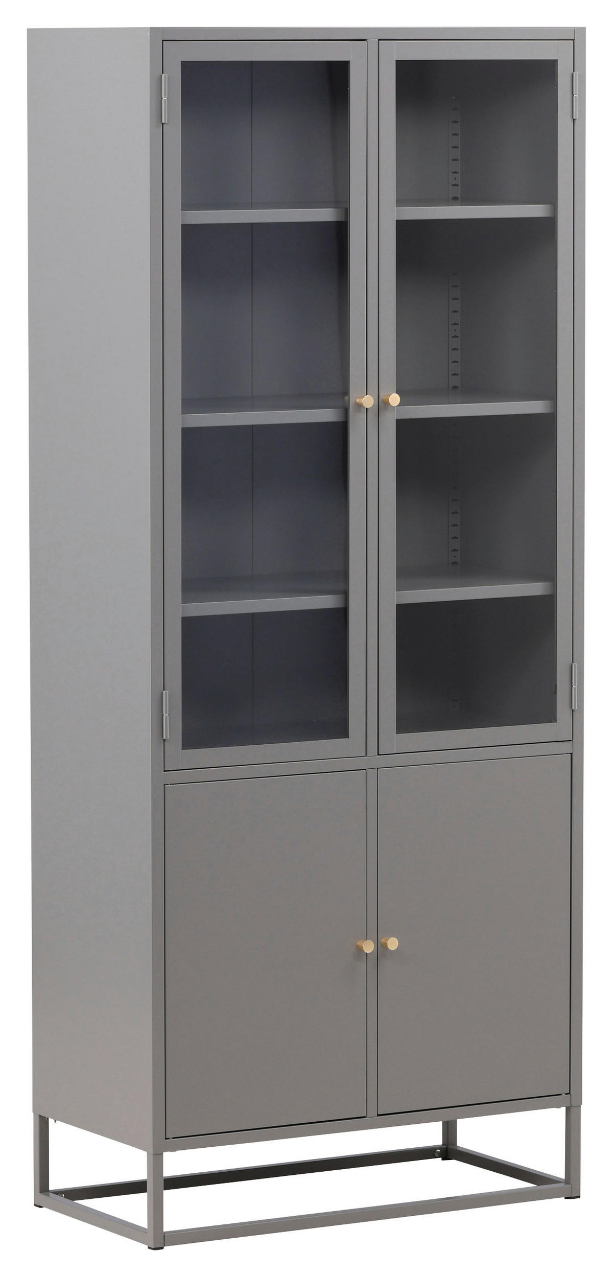 VITRINSKÅP  i ljusgrå  - ljusgrå, Design, metall/glas (80/190/41cm) - Livetastic