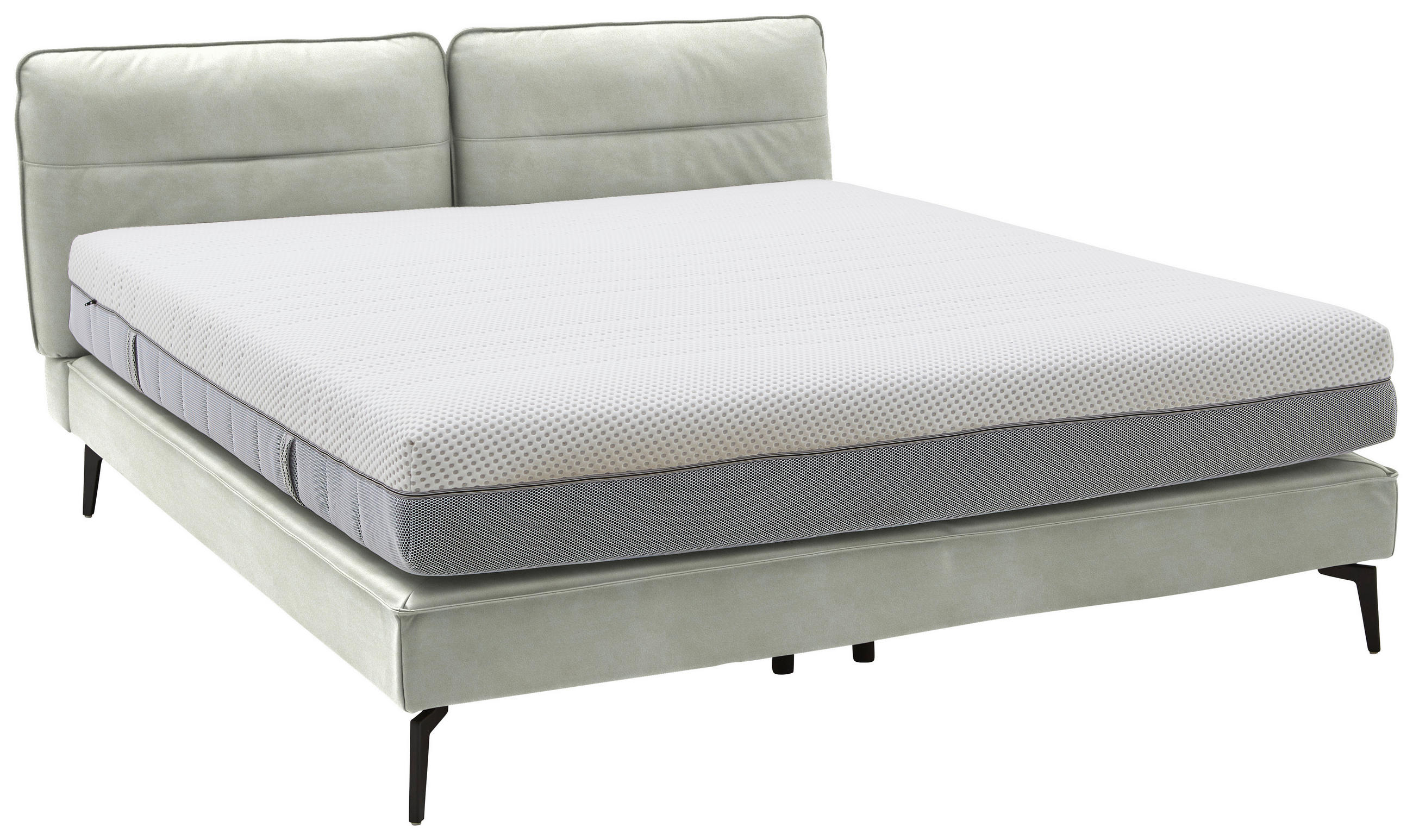 BOXSPRINGBETT 200/200 cm  in Hellgrau  - Hellgrau/Schwarz, Design, Textil/Metall (200/200cm) - Johann Jakob