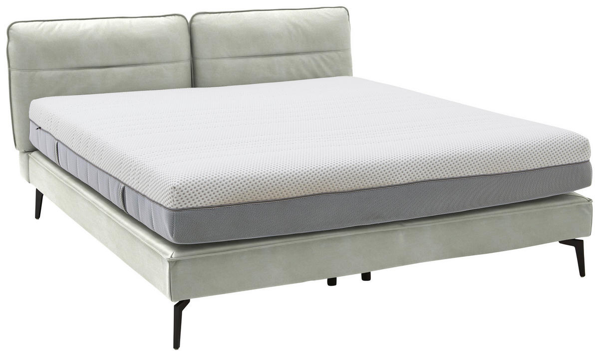 BOXSPRINGBETT 200/200 cm  in Hellgrau  - Hellgrau/Schwarz, Design, Textil/Metall (200/200cm) - Johann Jakob