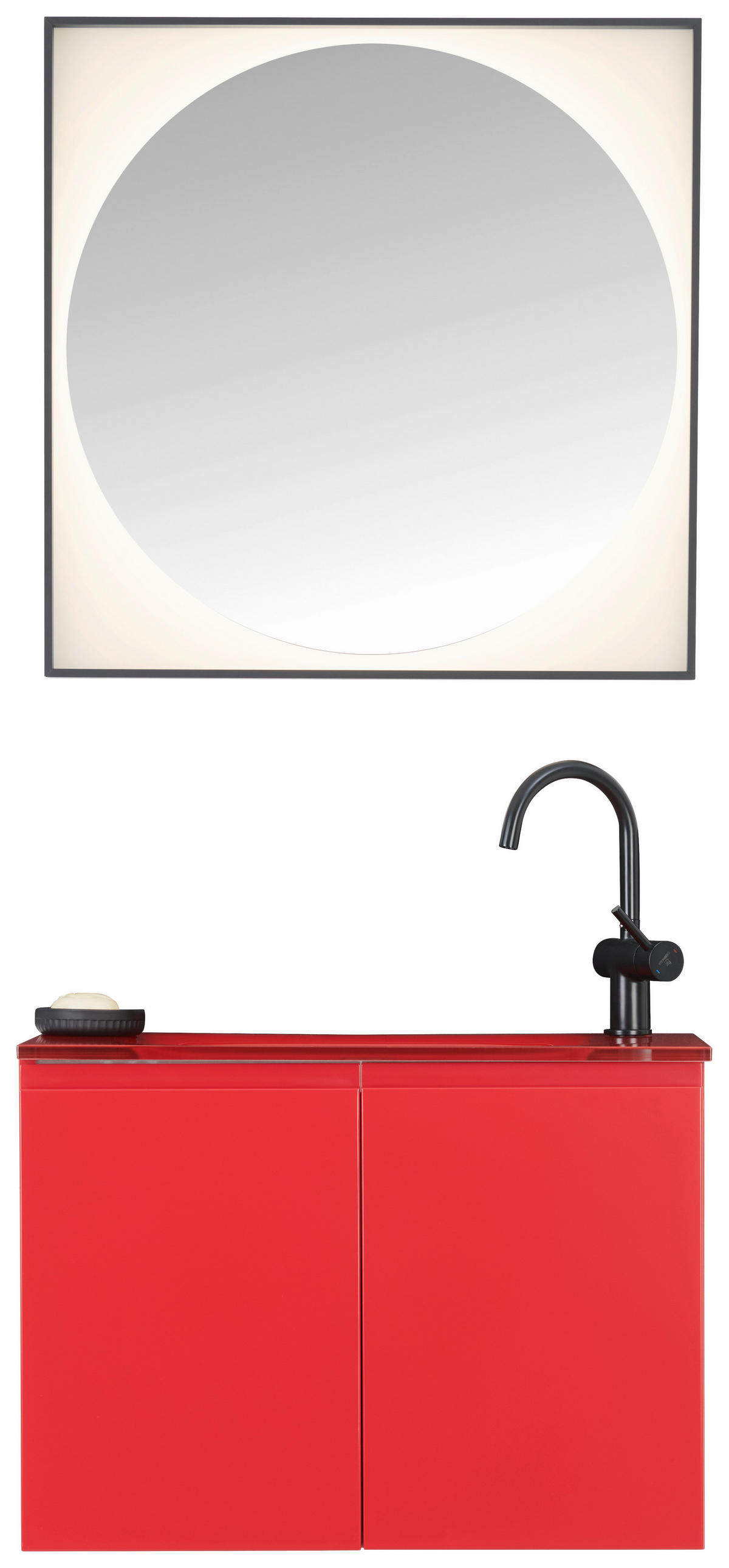 BADEZIMMER  in 70 cm  - Rot, Design, Glas/Holzwerkstoff (70cm) - Dieter Knoll