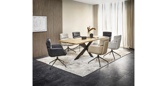 ESSTISCH in Holz 220/100/76 cm  - Eichefarben/Schwarz, Design, Holz/Metall (220/100/76cm) - Linea Natura