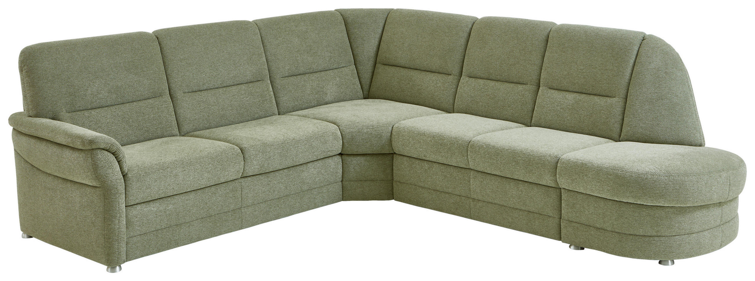 ECKSOFA Grün Flachgewebe  - Alufarben/Grün, KONVENTIONELL, Textil (253/273cm) - Beldomo Comfort