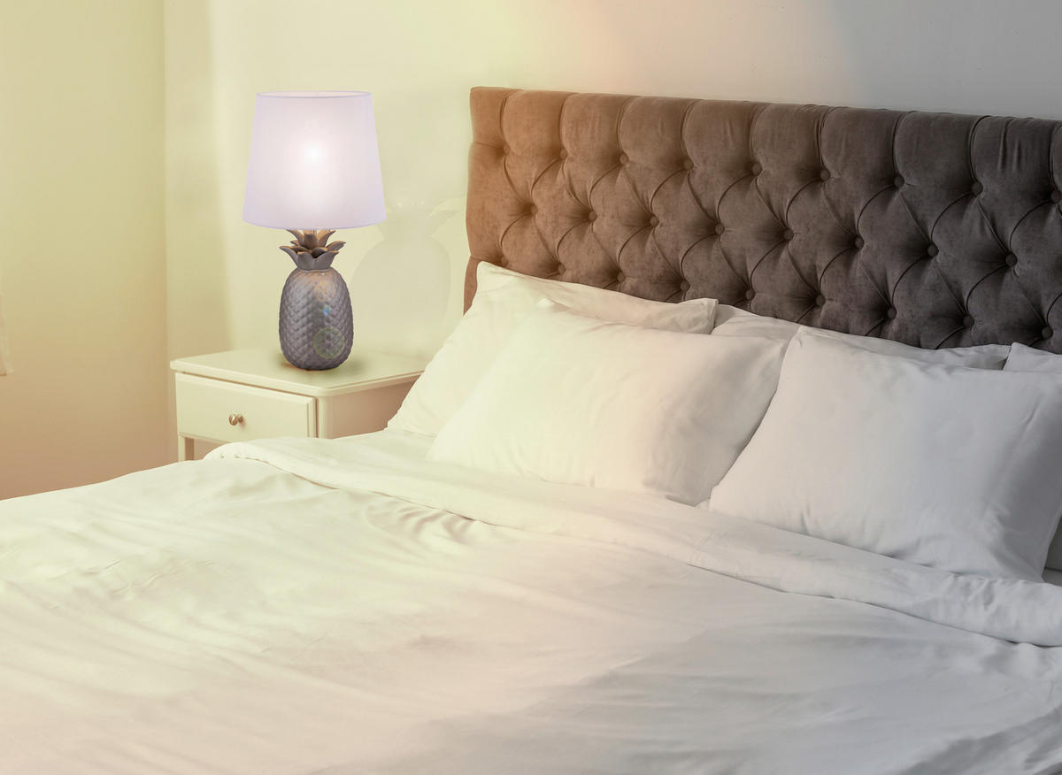 TISCHLEUCHTE 23/45 cm  - Silberfarben/Weiß, Design, Keramik/Textil (23/45cm) - Näve