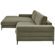 ECKSOFA in Feincord Olivgrün  - Schwarz/Olivgrün, Design, Textil/Metall (207/293cm) - Dieter Knoll