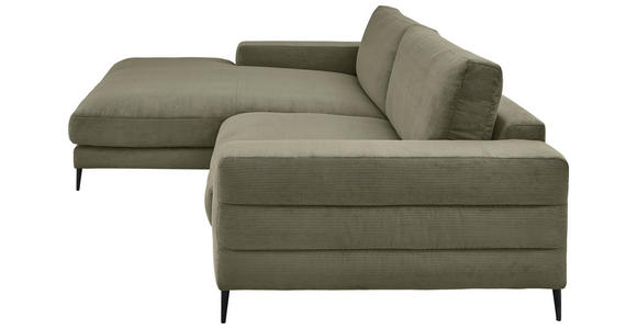 ECKSOFA in Feincord Olivgrün  - Schwarz/Olivgrün, Design, Textil/Metall (207/293cm) - Dieter Knoll