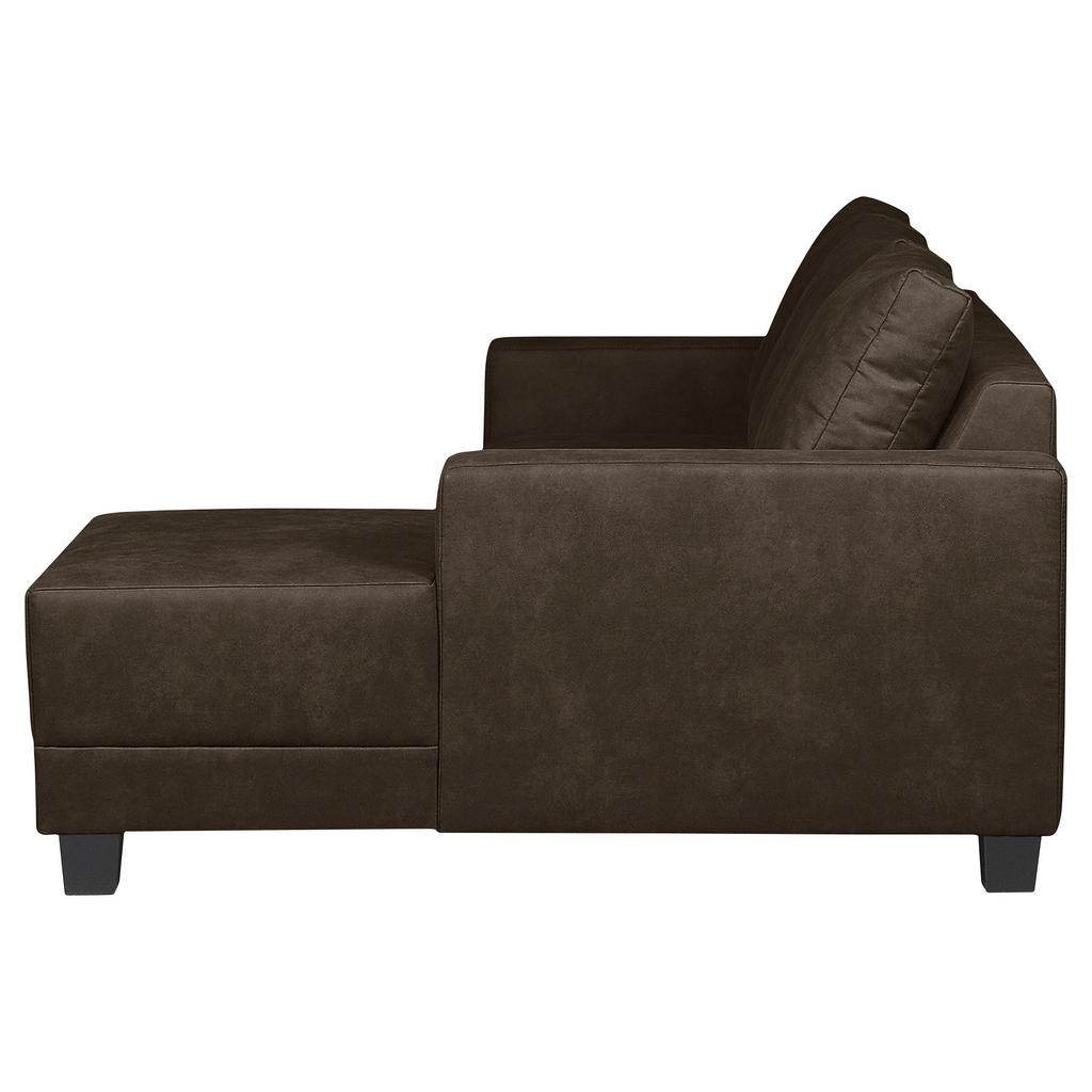 Thumbnail - Mid.you Ecksofa, Dunkelbraun, Textil, Erle, Hartholz, 3-Sitzer, Füllung: Schaumstoffflocken, Ottomane rechts, L-Form, 20...