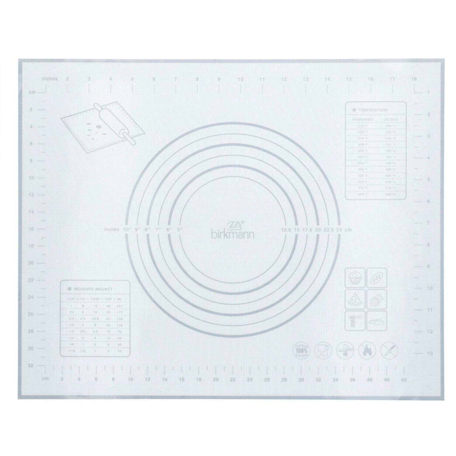BAKMATTA - ljusgrå, Basics, plast (50/40/0,1cm) - Birkmann