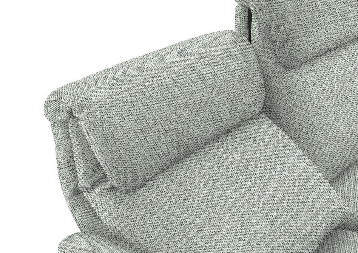 TRAPEZSOFA in Flachgewebe Hellgrau  - Hellgrau/Schwarz, Konventionell, Textil/Metall (219/107/97cm) - Pure Home Comfort