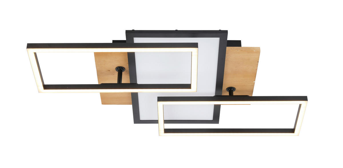 LED-DECKENLEUCHTE    35/56/10 cm  - Schwarz/Naturfarben, Trend, Holz/Kunststoff (35/56/10cm) - Novel