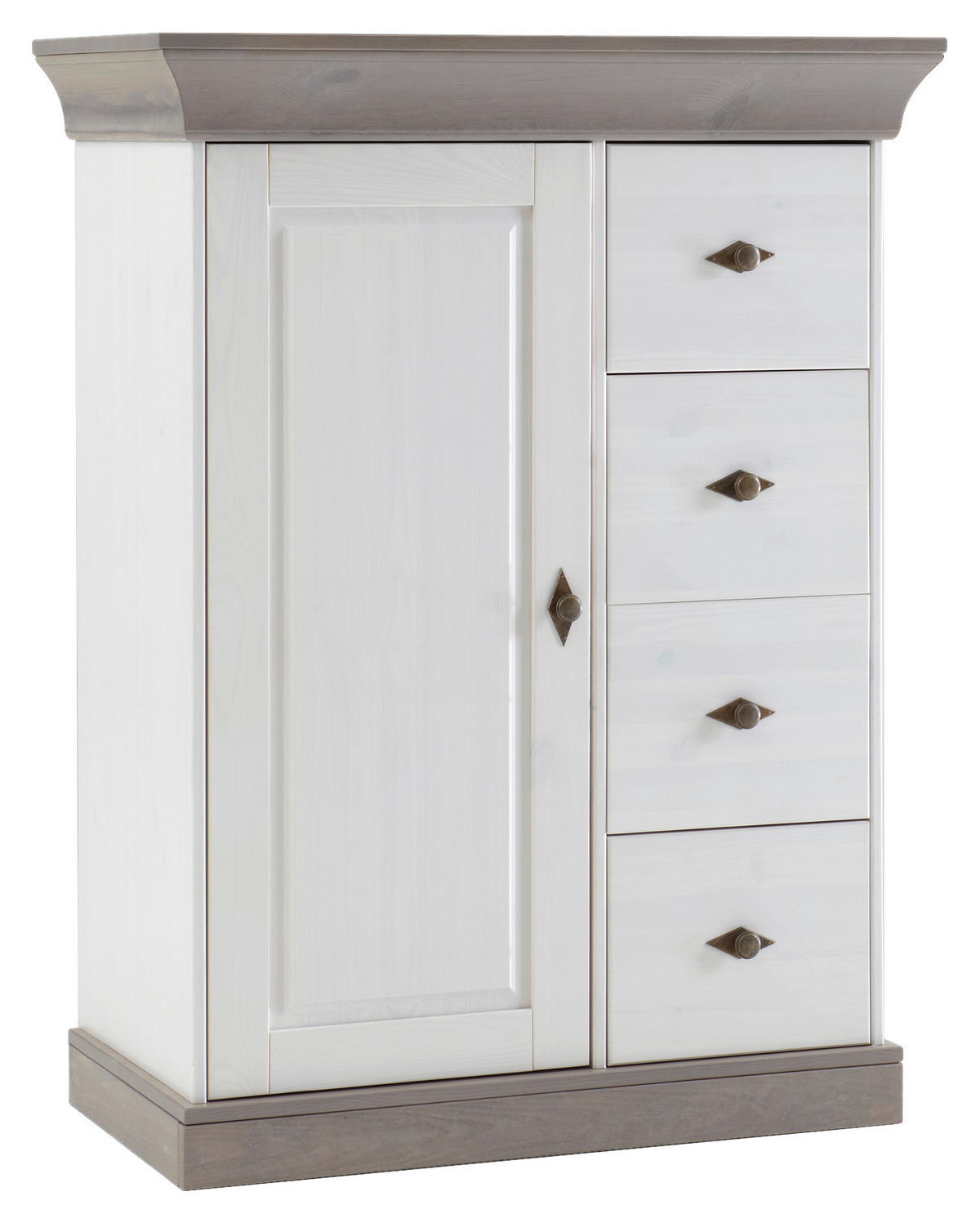 KOMMODE  in 88/117/45 cm  - Weiß/Grau, ROMANTIK / LANDHAUS, Holz/Metall (88/117/45cm) - Boxxx