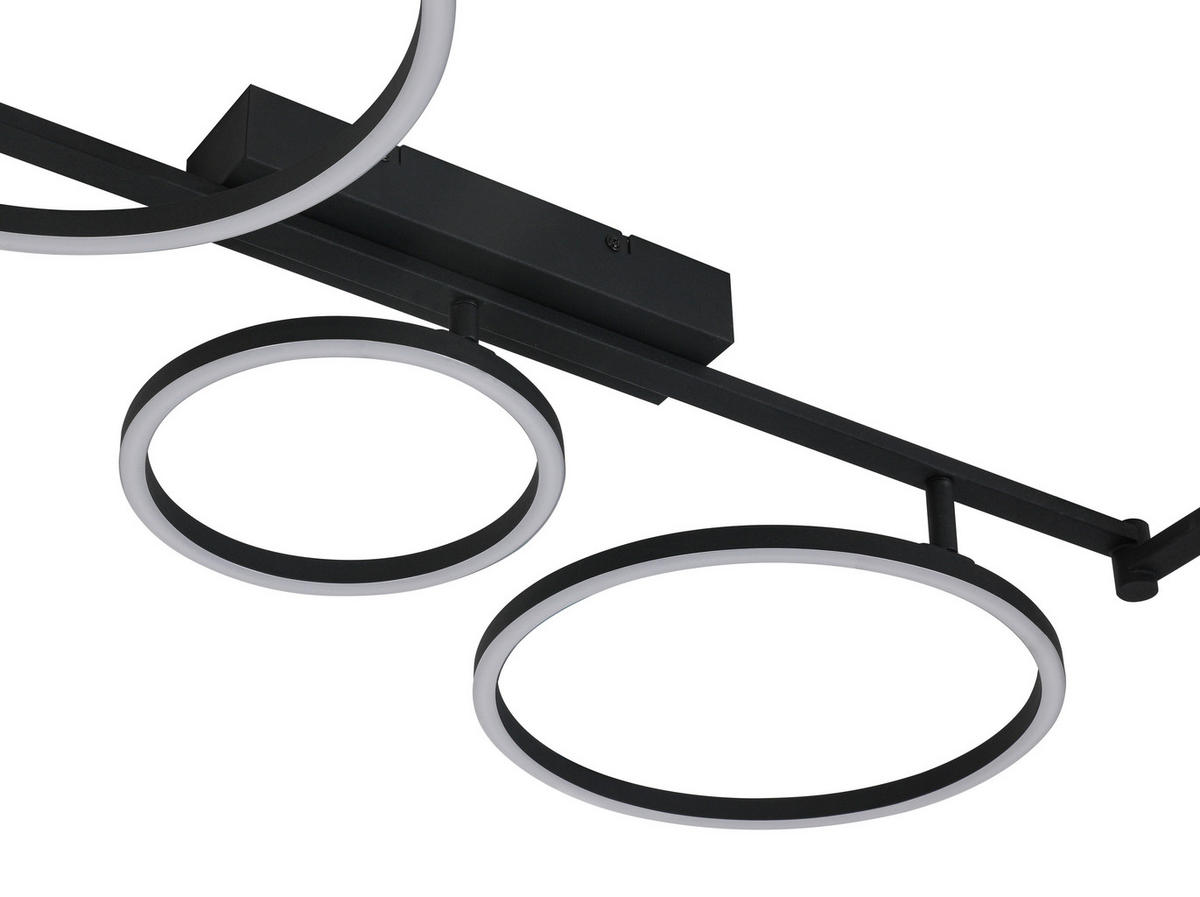 LED-DECKENLEUCHTE 118/127/12 cm  - Schwarz, Design, Kunststoff/Metall (118/127/12cm) - Novel