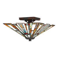 DECKENLEUCHTE Maybeck 36.7/19.6 cm   - Dunkelbraun/Multicolor, KONVENTIONELL, Glas/Naturmaterialien (36.7/19.6cm) - Elstead Lighting