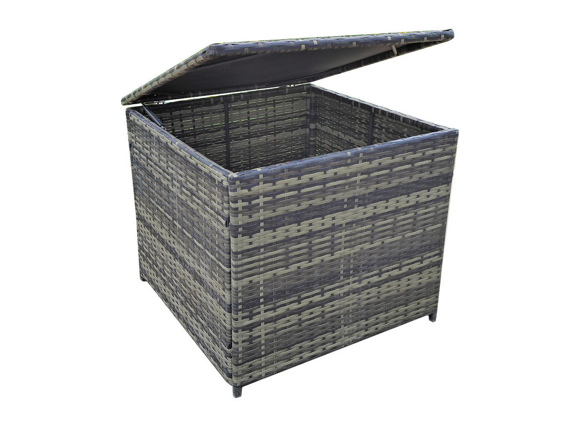 LOUNGEGARNITUR   Stahl  - Dunkelgrau/Schwarz, Basics, Glas/Kunststoff - Gardenson