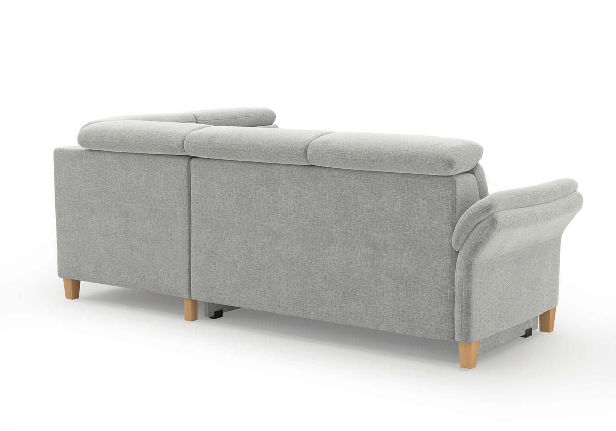 ECKSOFA GLENDALE E Hellgrau Flachgewebe  - Eichefarben/Hellgrau, KONVENTIONELL, Holz/Textil (247/193cm) - Sit & More