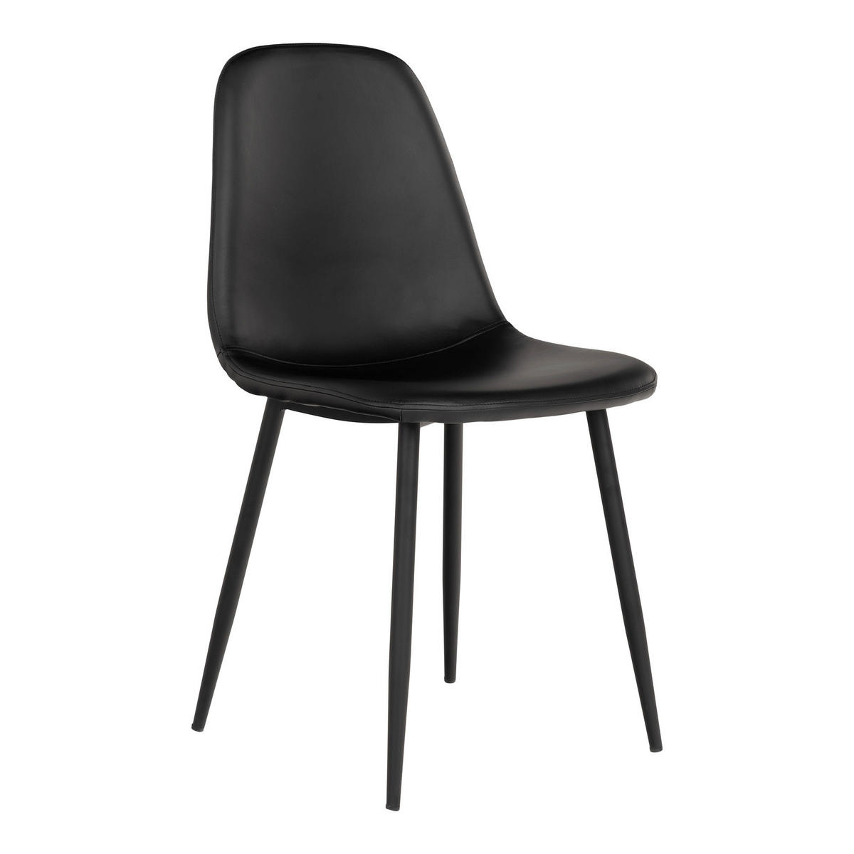 STUHL-SET 2 Stück  in Lederlook  - Schwarz, MODERN, Textil/Metall (44/86/54cm) - MID.YOU