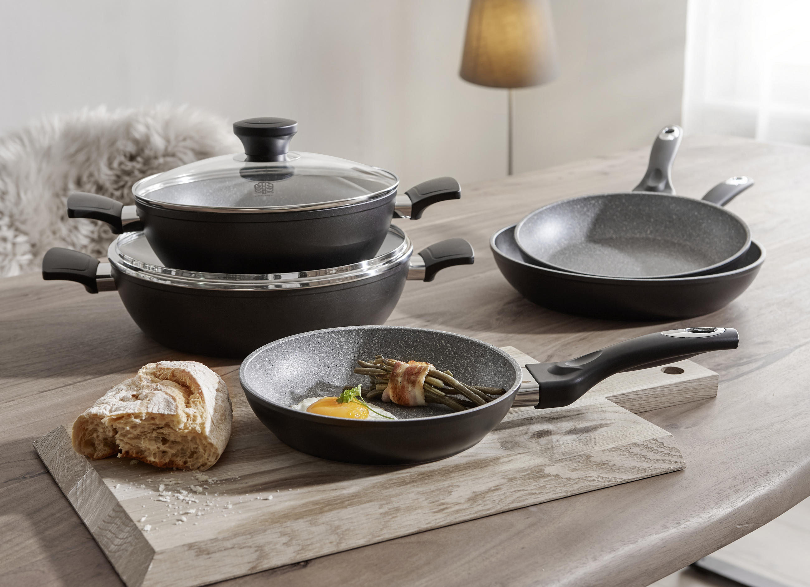 Thumbnail - Schulte Ufer Bratpfanne Alpha, Grau, Metall, rund, hitzebeständige Griffe, backofengeeignet, Kochen, Pfannen, Bratpfanne...