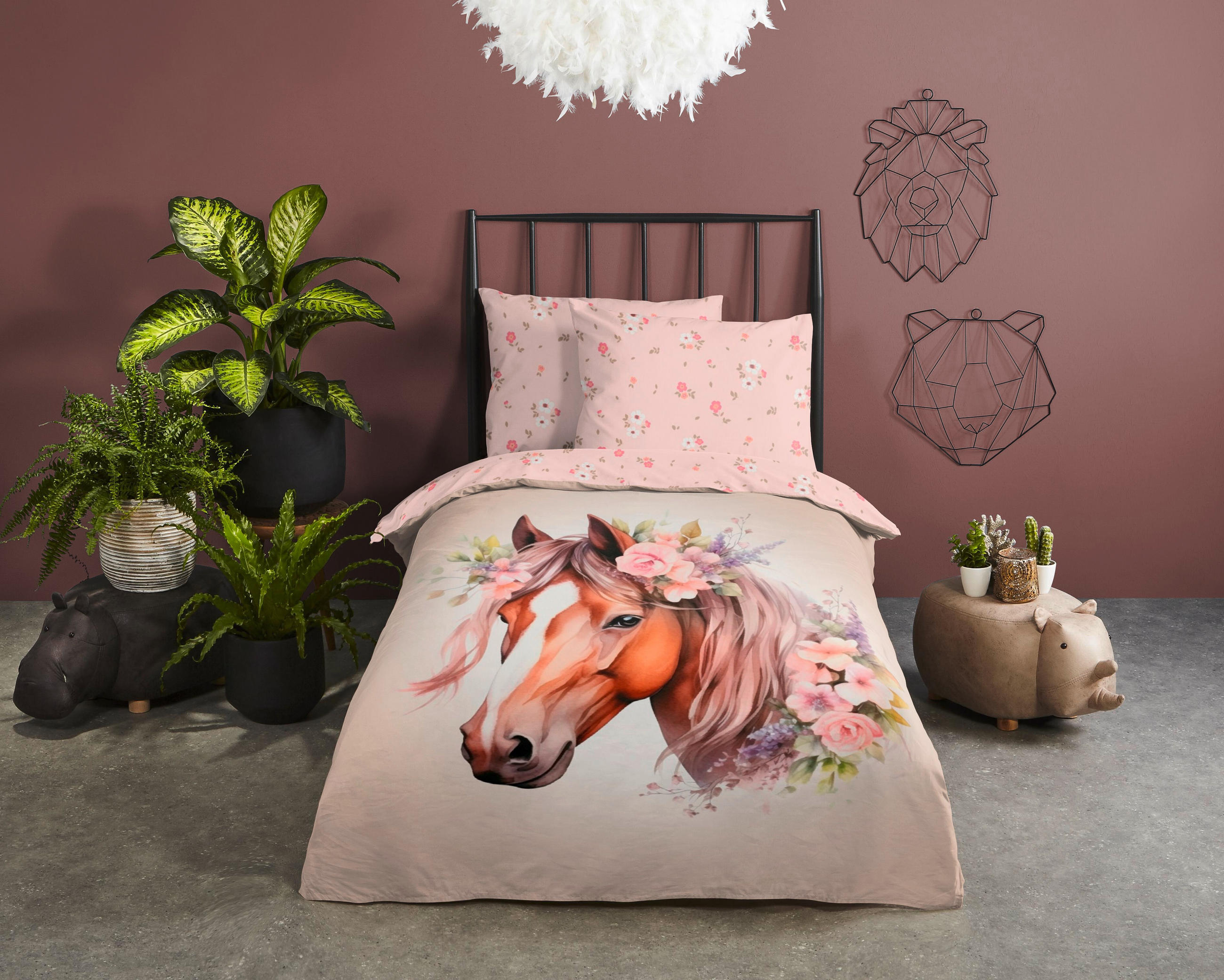 KINDERBETTWÄSCHE 140/200 cm  - Sandfarben/Hellrosa, Trend, Textil (140/200cm)