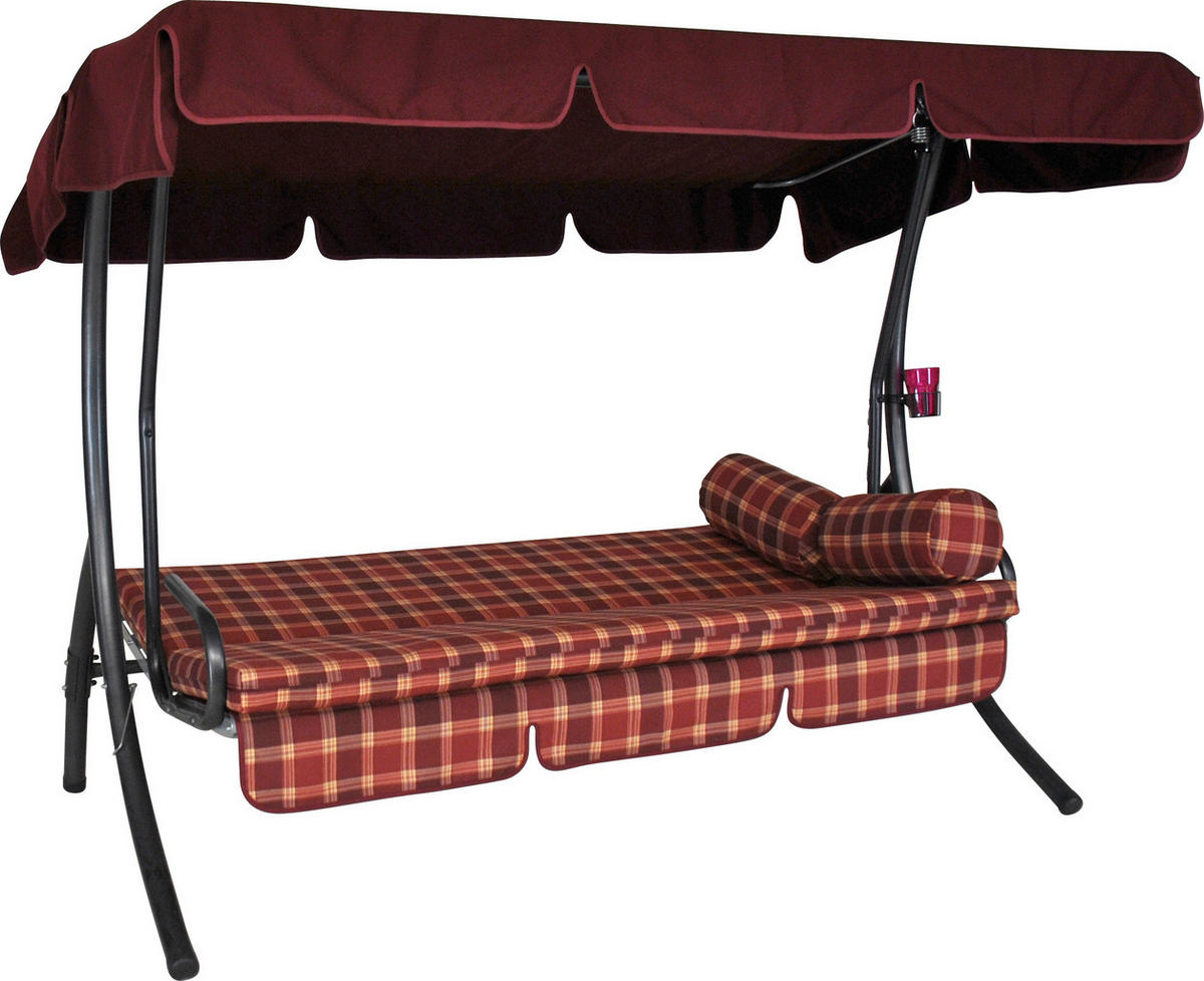 HOLLYWOODSCHAUKEL 210/160/145 cm  - Dunkelgrau/Bordeaux, Basics, Kunststoff/Textil (210/160/145cm) - Boxxx