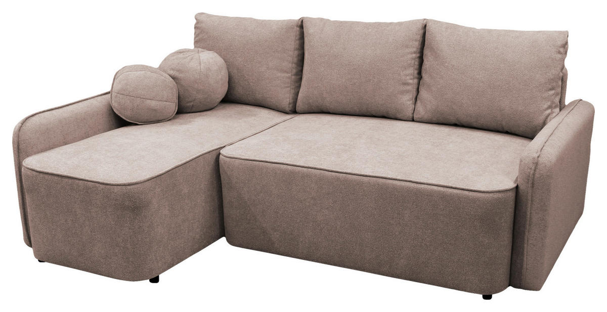 ECKSOFA in Struktur, Bouclé Rosa  - Schwarz/Rosa, Design, Kunststoff/Textil (143/209cm) - MID.YOU