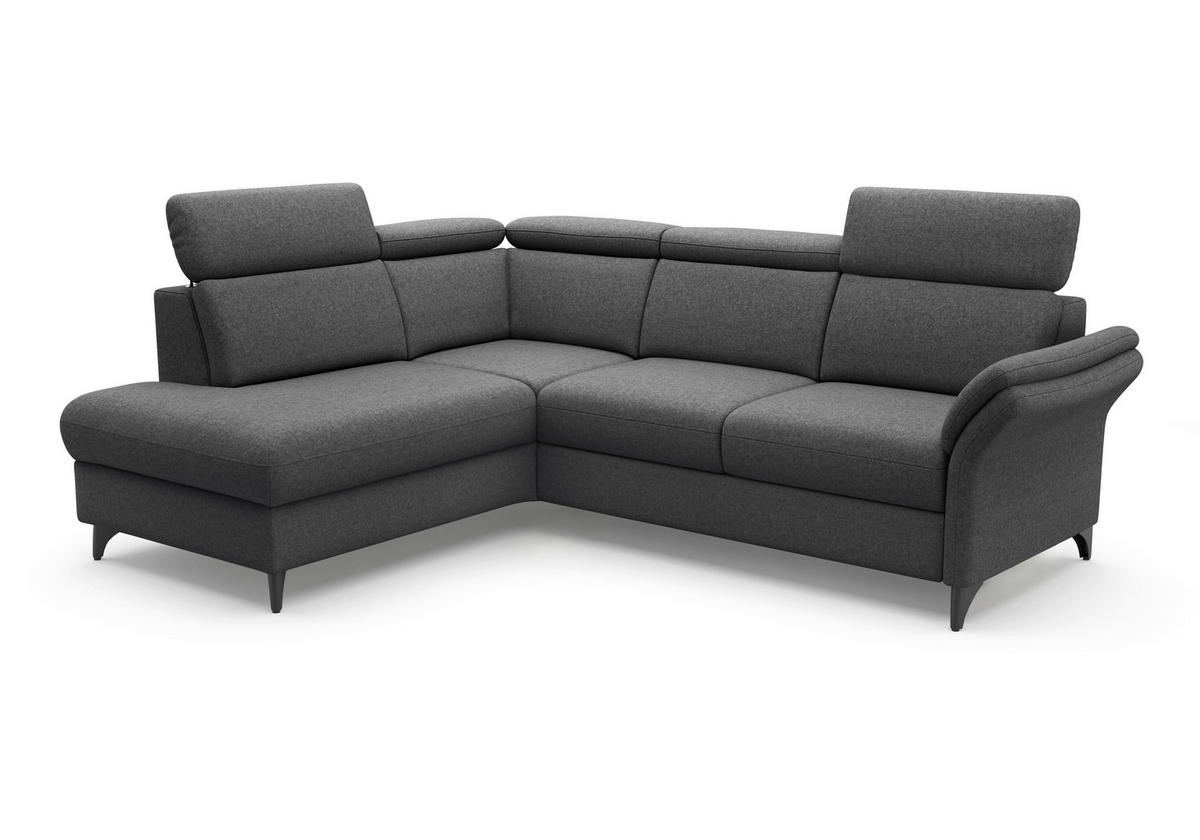 ECKSOFA GLENDALE E Dunkelgrau Flachgewebe  - Dunkelgrau/Schwarz, KONVENTIONELL, Textil/Metall (193/247cm) - Sit & More