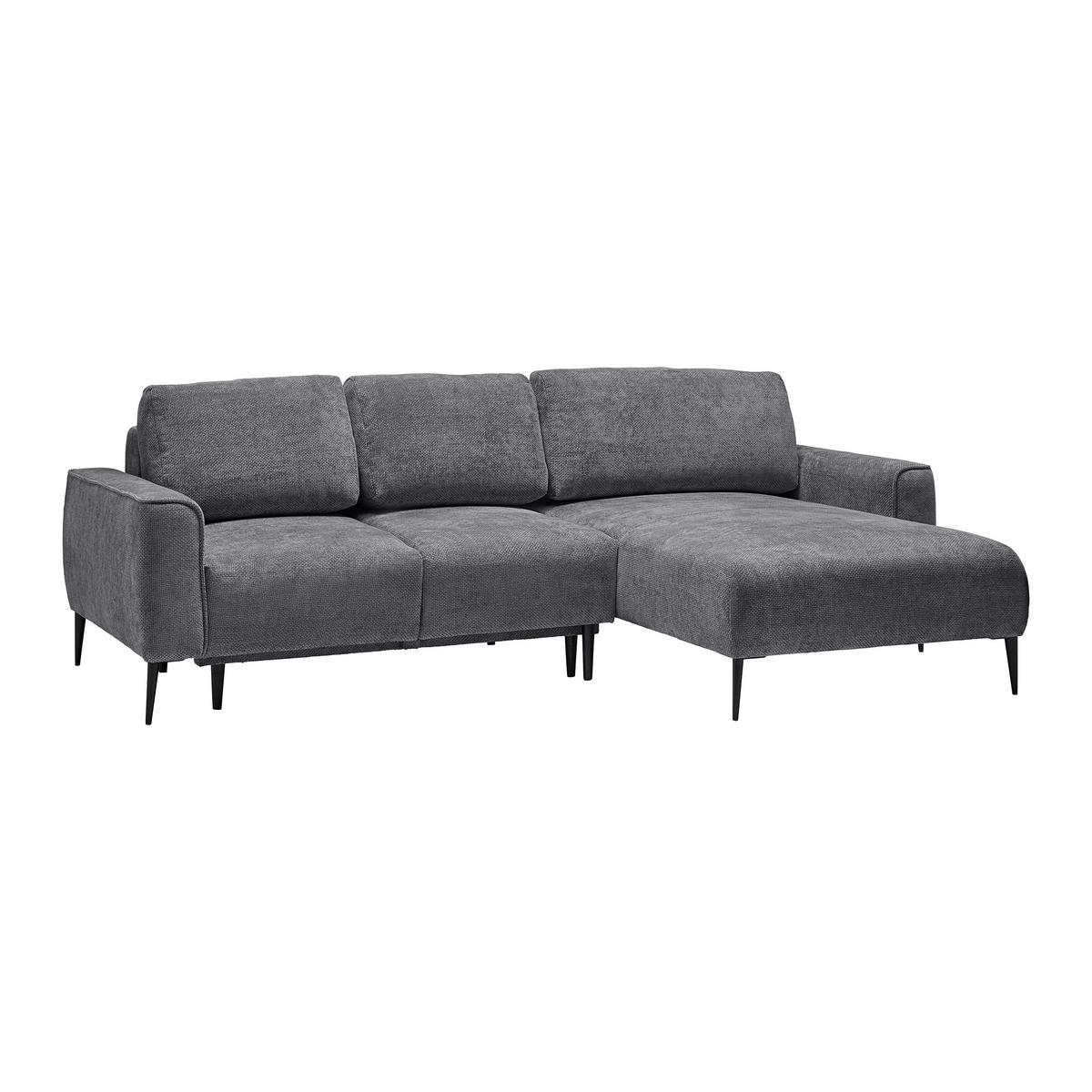 ECKSOFA in Webstoff Anthrazit  - Anthrazit/Schwarz, Modern, Textil/Metall (255/164cm) - MID.YOU
