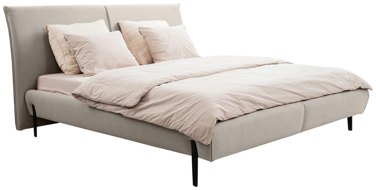KÁRPITOZOTT ÁGY 180/200 cm  krém  - fekete/krém, Modern, textil/fa (180/200cm) - MID.YOU