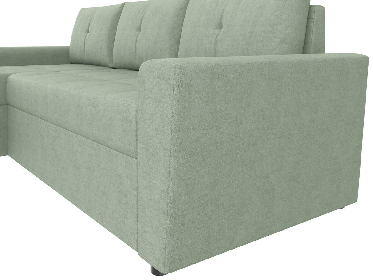 ECKSOFA TERMOLI in Jacquard Mintgrün  155/231 cm  - Schwarz/Mintgrün, Design, Kunststoff/Textil (155/231cm) - MID.YOU