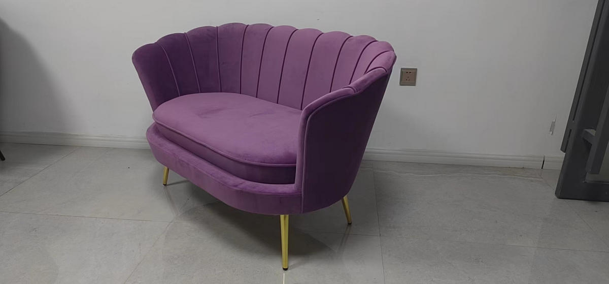 2-SED,  lila, zlate barve les, kovina, tekstil  - lila/zlate barve, Moderno, kovina/tekstil (132/78/76cm) - Xora