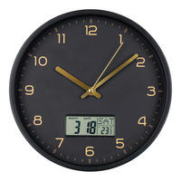 WANDUHR Amiens Wall Schwarz, Goldfarben 25/25/4 cm  - Goldfarben/Schwarz, Basics, Glas/Kunststoff (25/25/4cm)