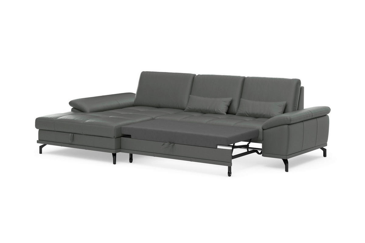 ROHOVÁ SEDAČKA, textil, koža, antracitová - čierna/antracitová, Basics, kov/koža (176/301cm) - Sit & More