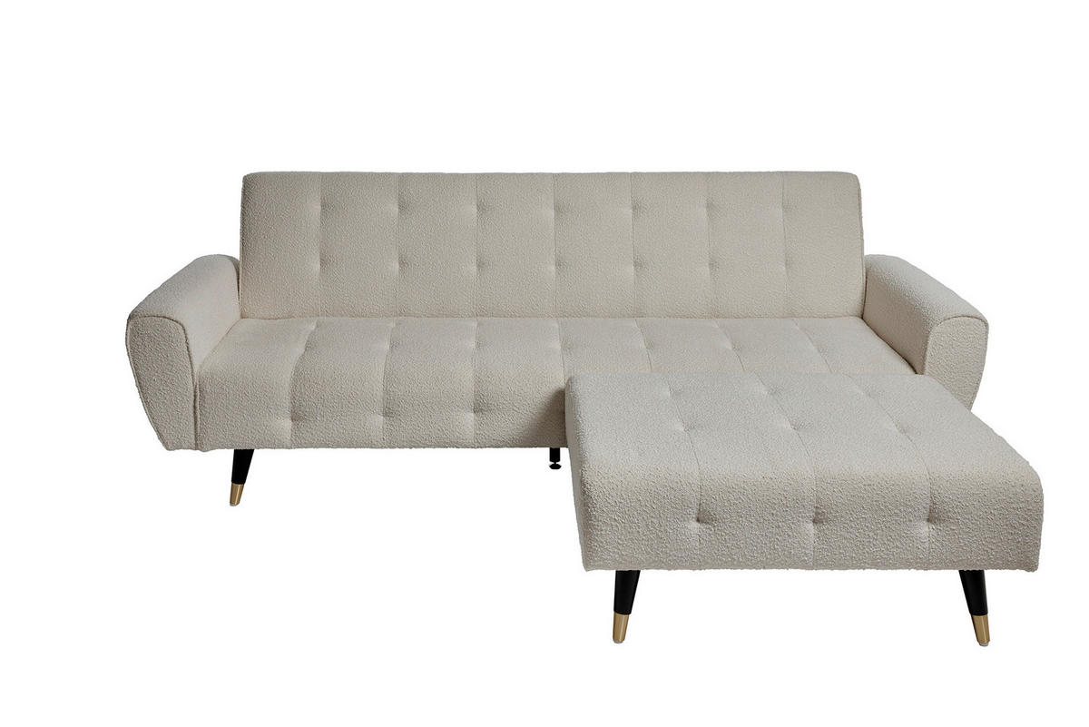 SCHLAFSOFA Bouclé Weiß  - Weiß, MODERN, Holz/Textil (213/83/153/173cm) - MID.YOU