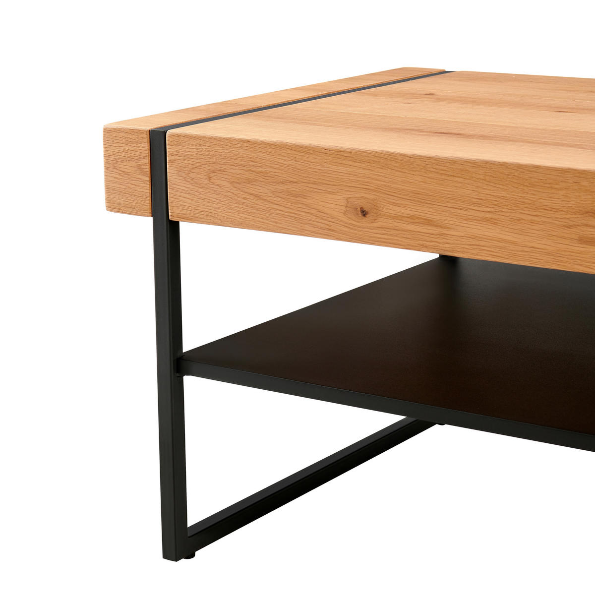 KLUBSKA MIZA, naravne barve, črna  - črna/naravne barve, Design, kovina/les (110/45/59cm) - Livetastic