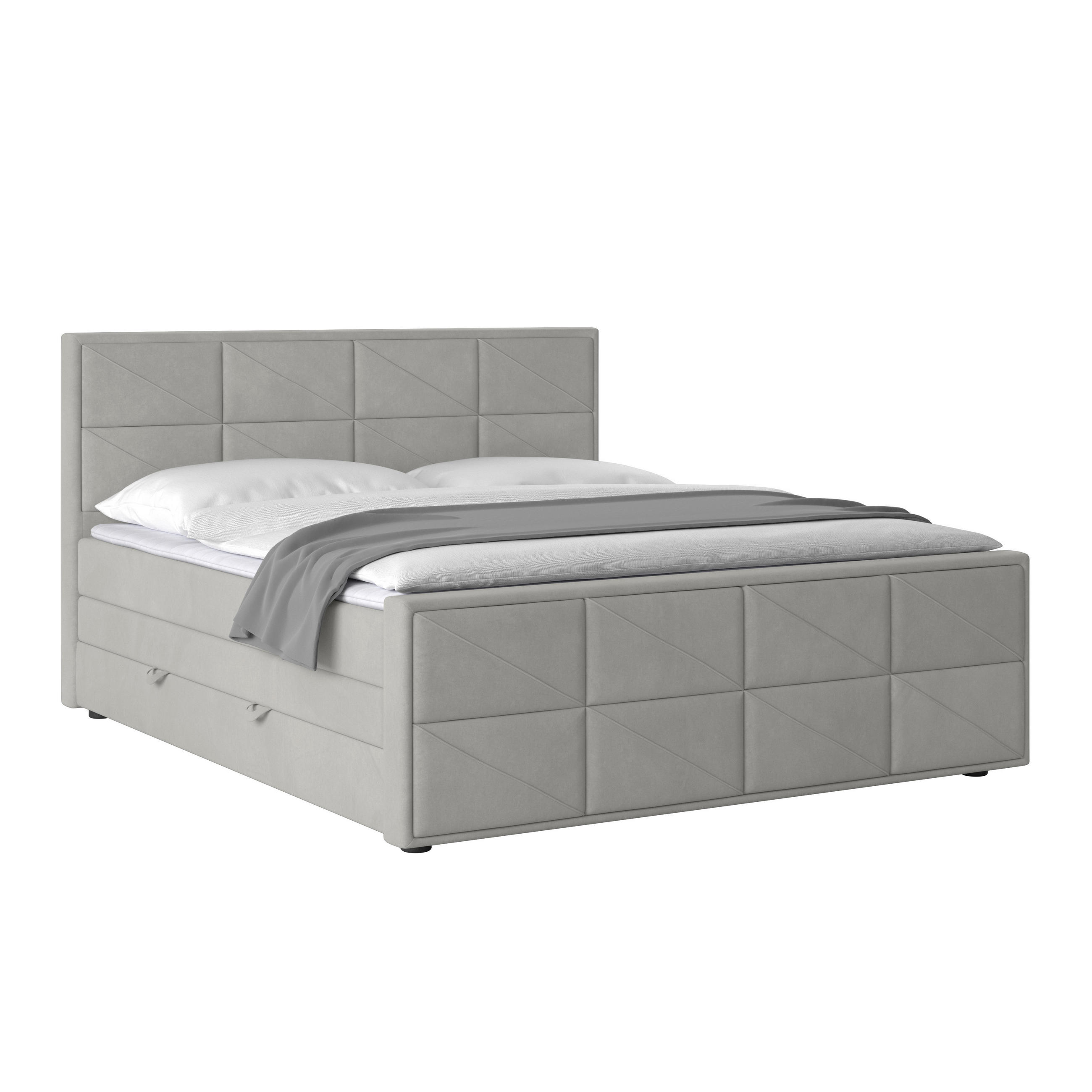 BOXSPRINGOVÁ POSTEĽ, 180/200 cm, svetlosivá - čierna/svetlosivá, Modern, kartón/kov (180/200cm) - MID.YOU