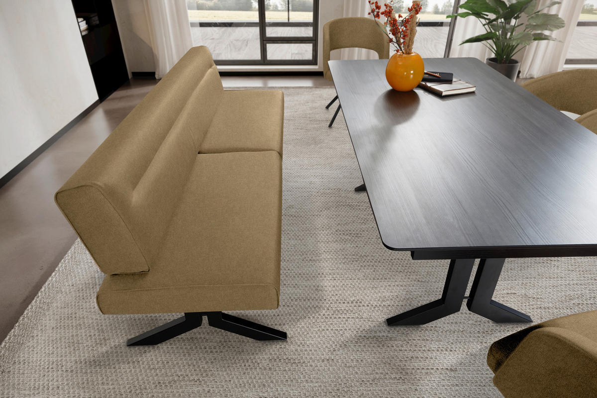 SITZBANK in Metall, Textil Olivgrün  - Schwarz/Olivgrün, Konventionell, Textil/Metall (220/87/70-86cm) - Moderano