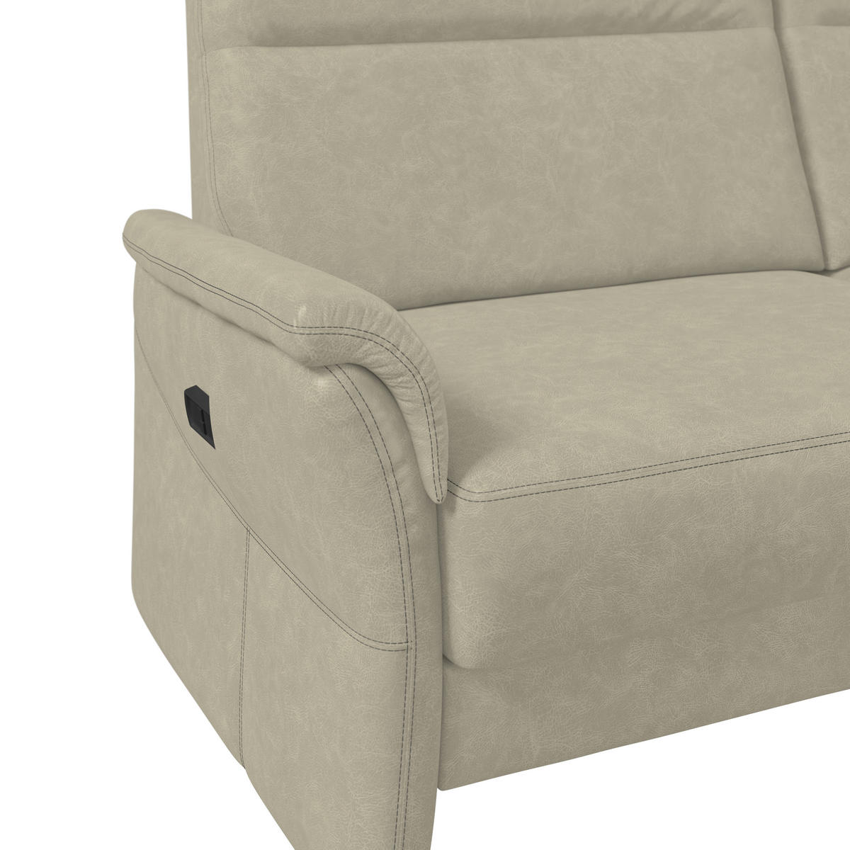 3,5-SITZER - Hellgrau/Schwarz, Konventionell, Kunststoff/Textil (205/98/91cm) - Elegando