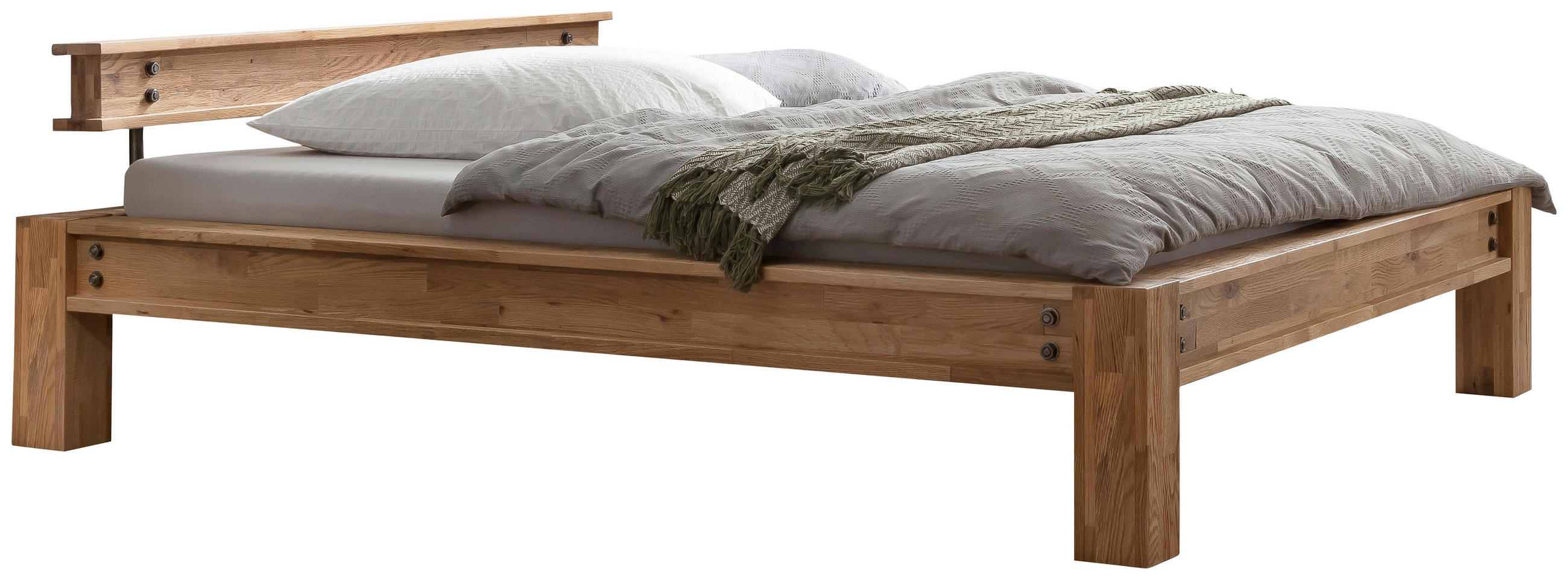 BALKENBETT 180/200 cm,  in Braun, Eichefarben,  - Eichefarben/Braun, Natur, Holz (180/200cm) - Hasena