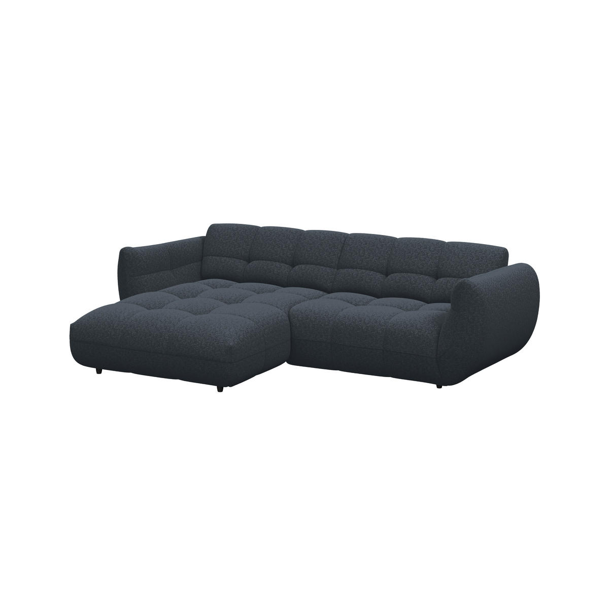 ECKSOFA Chenille Dunkelblau  - Dunkelgrün/Schwarz, Trend, Kunststoff/Textil (178/280cm) - MID.YOU