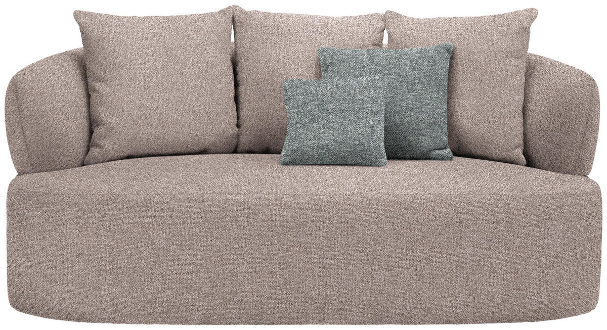2-SITZER-SOFA in Flachgewebe Hellbraun  - Hellbraun/Schwarz, MODERN, Kunststoff/Textil (177/86/105cm) - Hom`in
