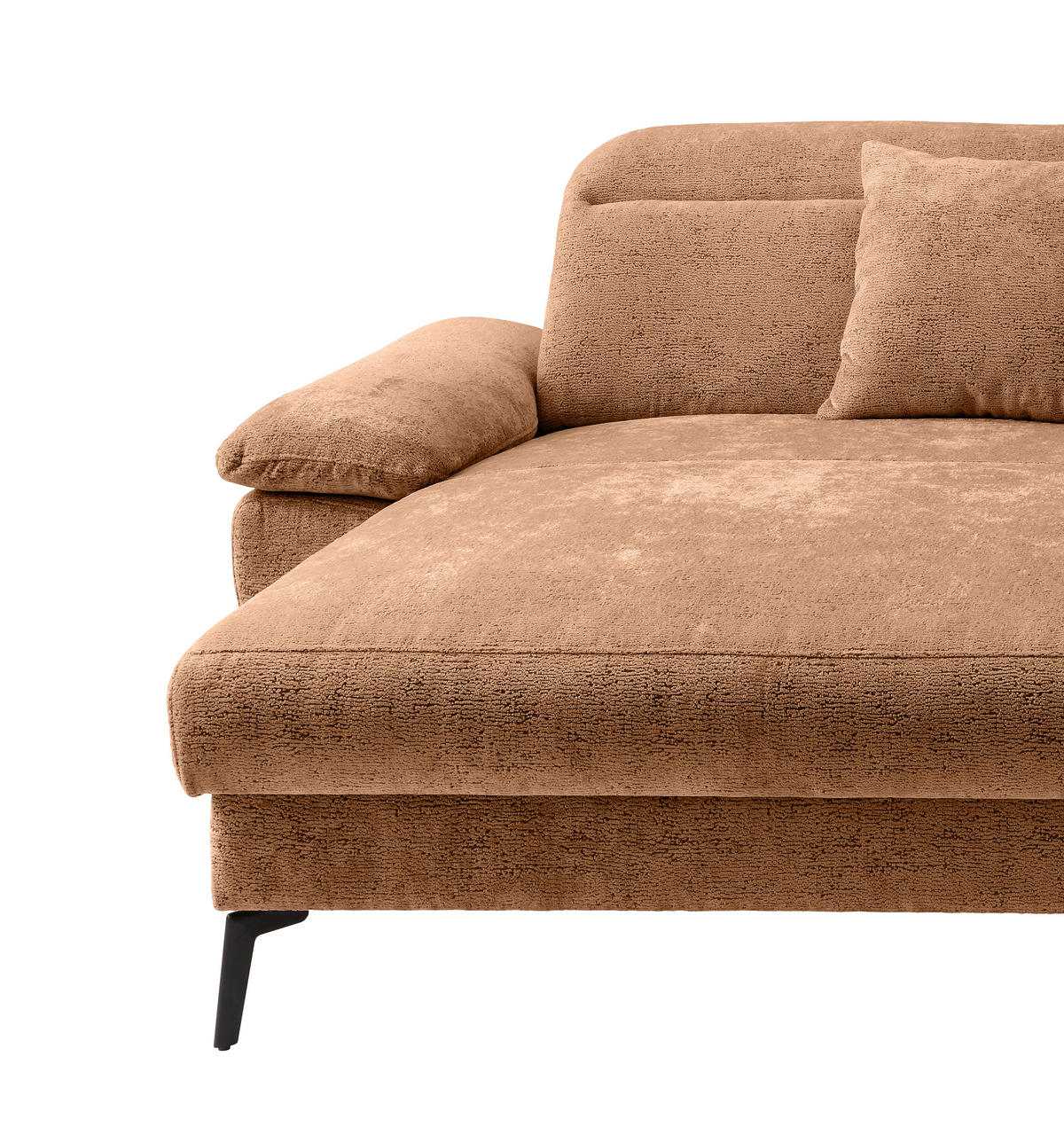 ECKSOFA CANCELLI in Struktur Koralle  178/300 cm  - Koralle/Schwarz, KONVENTIONELL, Textil/Metall (178/300cm) - Livetastic