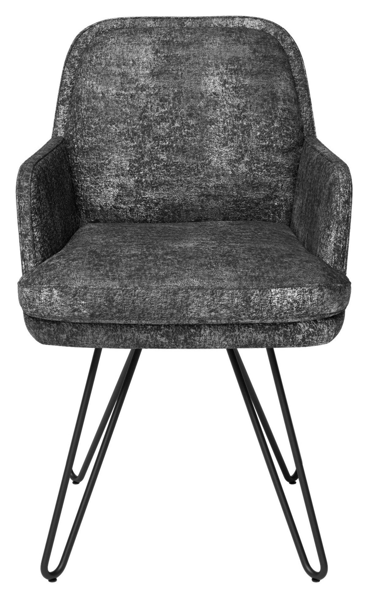 ARMLEHNSTUHL  in Stahl Chenille  - Anthrazit/Schwarz, Design, Textil/Metall (58/89/68cm) - Joop!