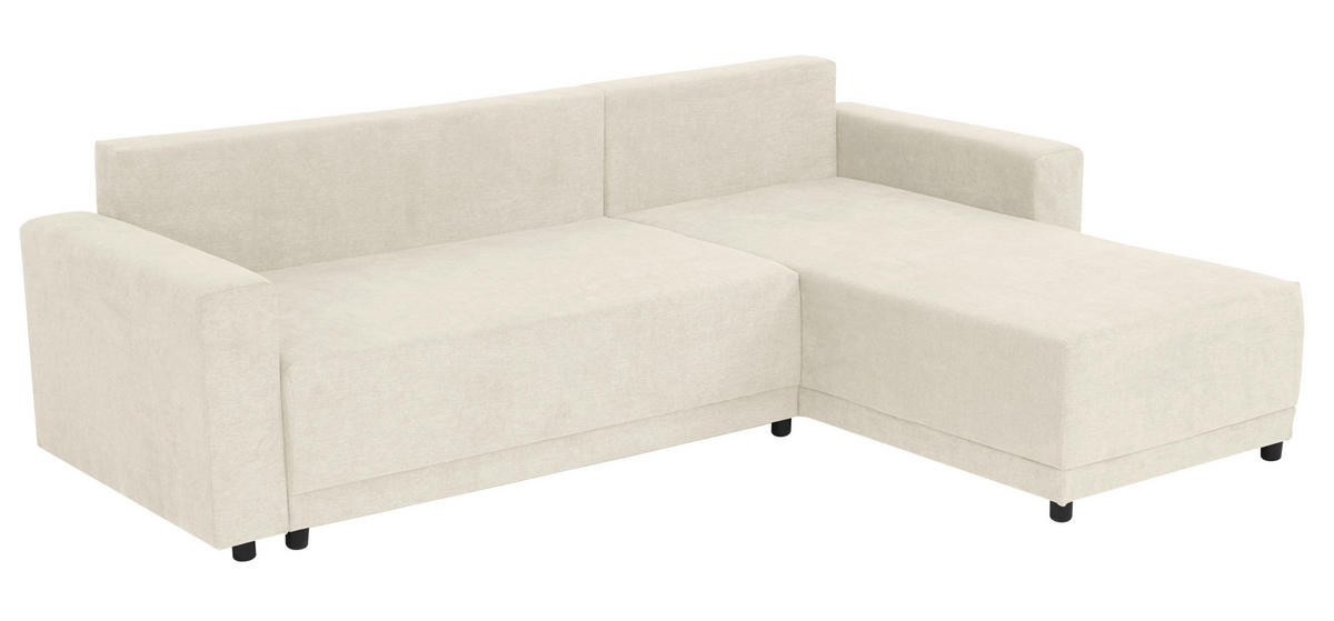 ECKSOFA in Mikrofaser Creme  178/248 cm  - Creme/Schwarz, Design, Kunststoff/Textil (178/248cm) - MID.YOU