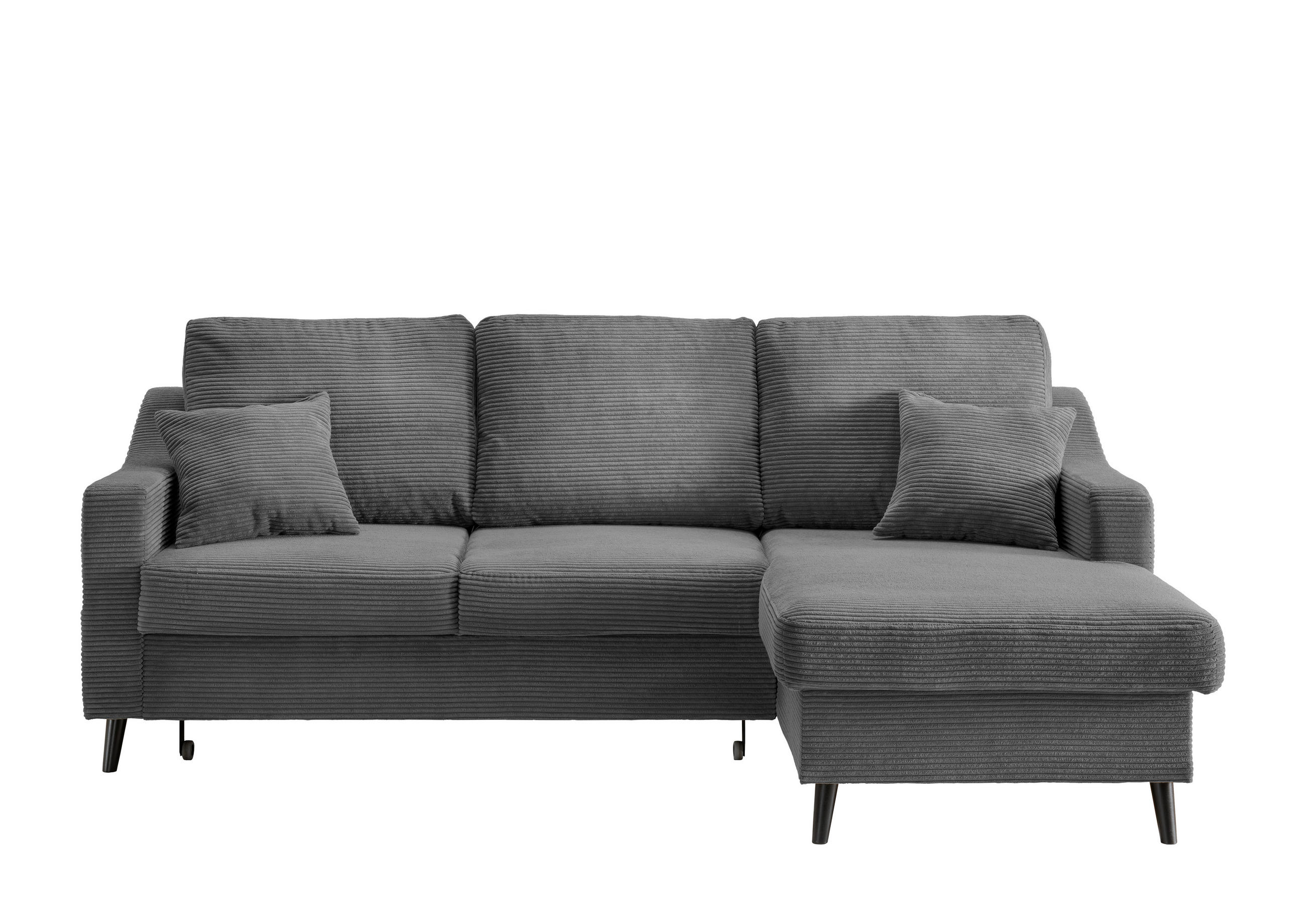 ECKSOFA Grau Cord  - Schwarz/Grau, Design, Holz/Textil (228/150cm) - P & B