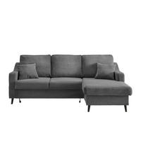 ECKSOFA Grau Cord  - Schwarz/Grau, Design, Holz/Textil (228/150cm) - P & B