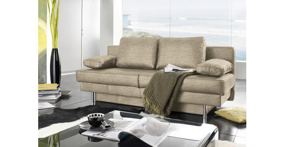 SCHLAFSOFA in Sandfarben  - Sandfarben/Wengefarben, Design, Holz/Textil (203/94/100cm) - Novel