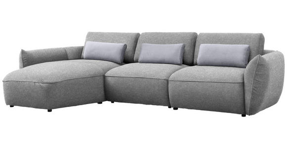 ECKSOFA  in Chenille Hellbraun  190/340 cm  - Hellbraun/Silberfarben, Design, Kunststoff/Textil (190/340cm) - Belluti