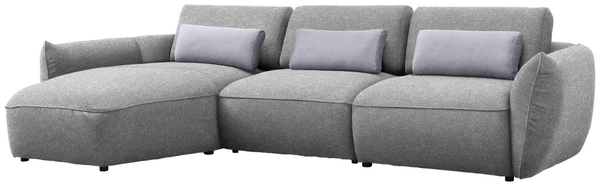 ECKSOFA  in Chenille Hellbraun  190/340 cm  - Hellbraun/Silberfarben, Design, Kunststoff/Textil (190/340cm) - Belluti