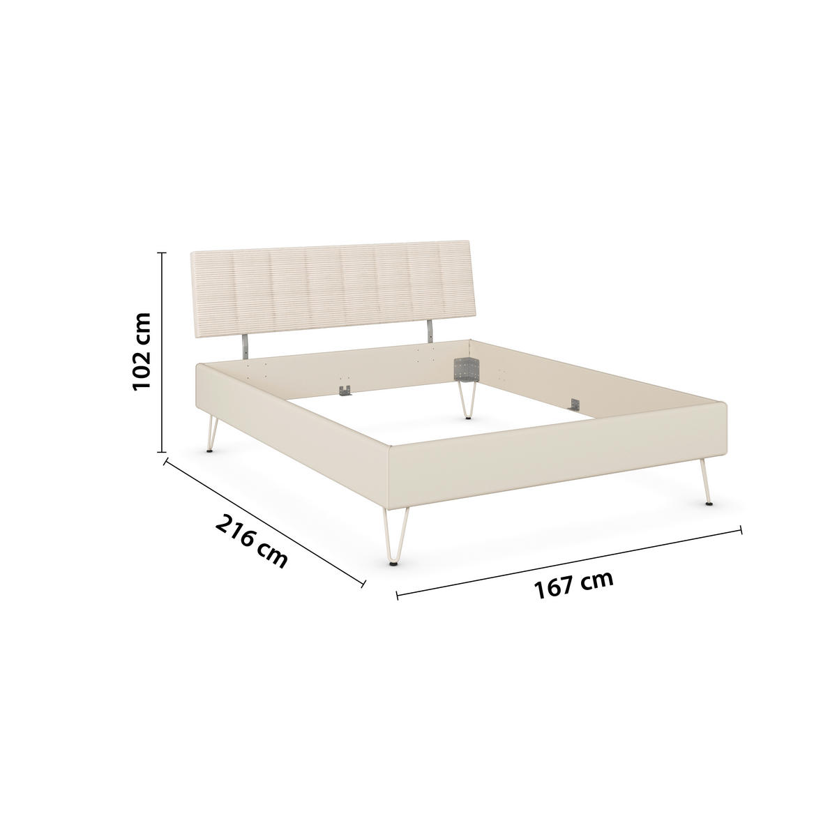 BETT 160/200 cm,  in Champagner,  - Champagner, Design, Textil/Metall (160/200cm) - Carryhome