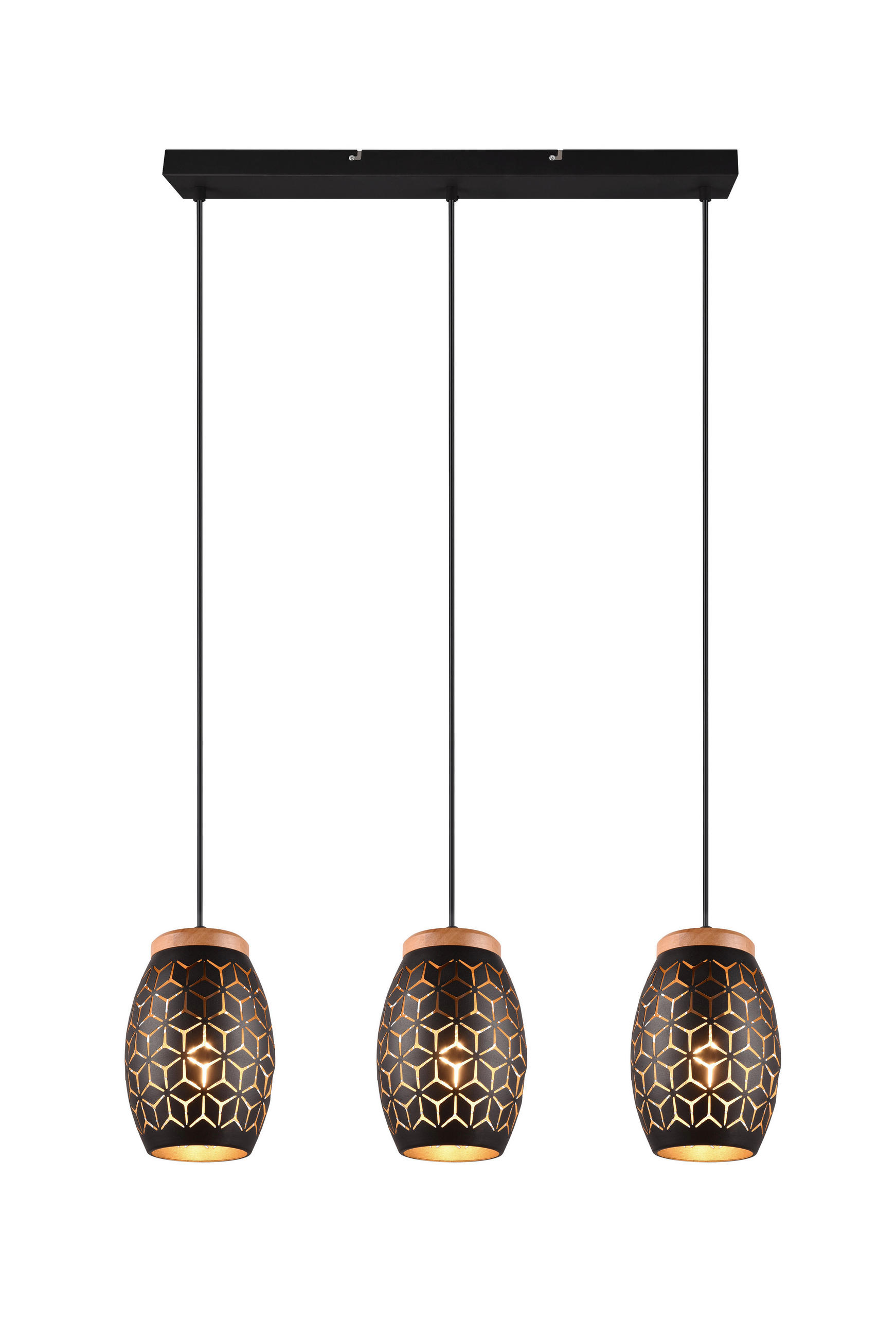 STROPNÍ ZÁVĚSNÉ SVÍTIDLO, 71/15/150 cm  - černá/barvy zlata, Basics, kov/dřevo (71/15/150cm)