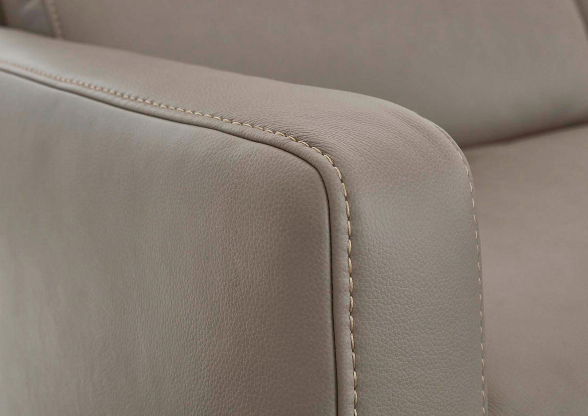 ECKSOFA Grau Echtleder  - Chromfarben/Grau, Design, Leder/Metall (176/271cm) - Valdera