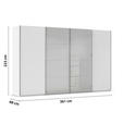 SCHWEBETÜRENSCHRANK 361/223/68 cm 4-türig Weiß, Hellgrau  - Chromfarben/Hellgrau, KONVENTIONELL, Glas/Holzwerkstoff (361/223/68cm) - Novel